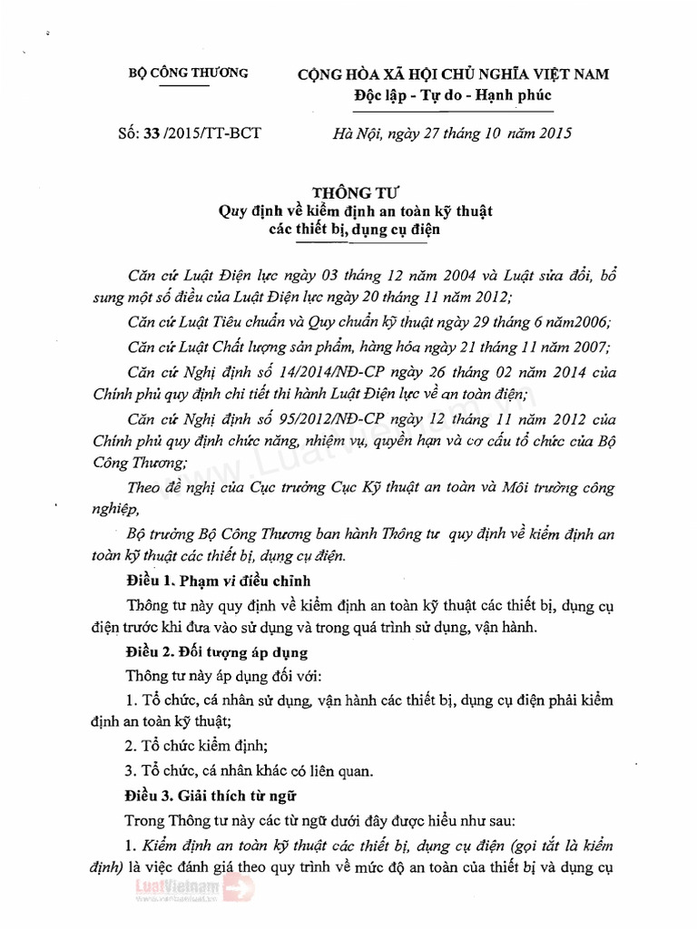 TT 33 2015 TT-BCT | PDF