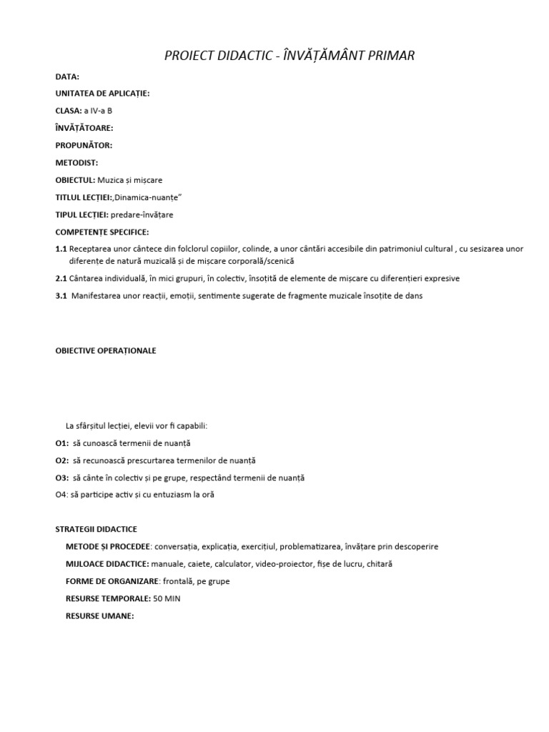 Proiect Didactic 5 | PDF
