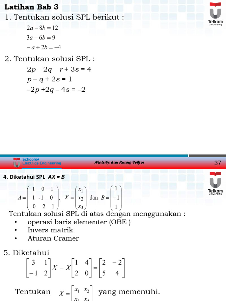 Solusi SPL dengan Matriks dan OBE | PDF