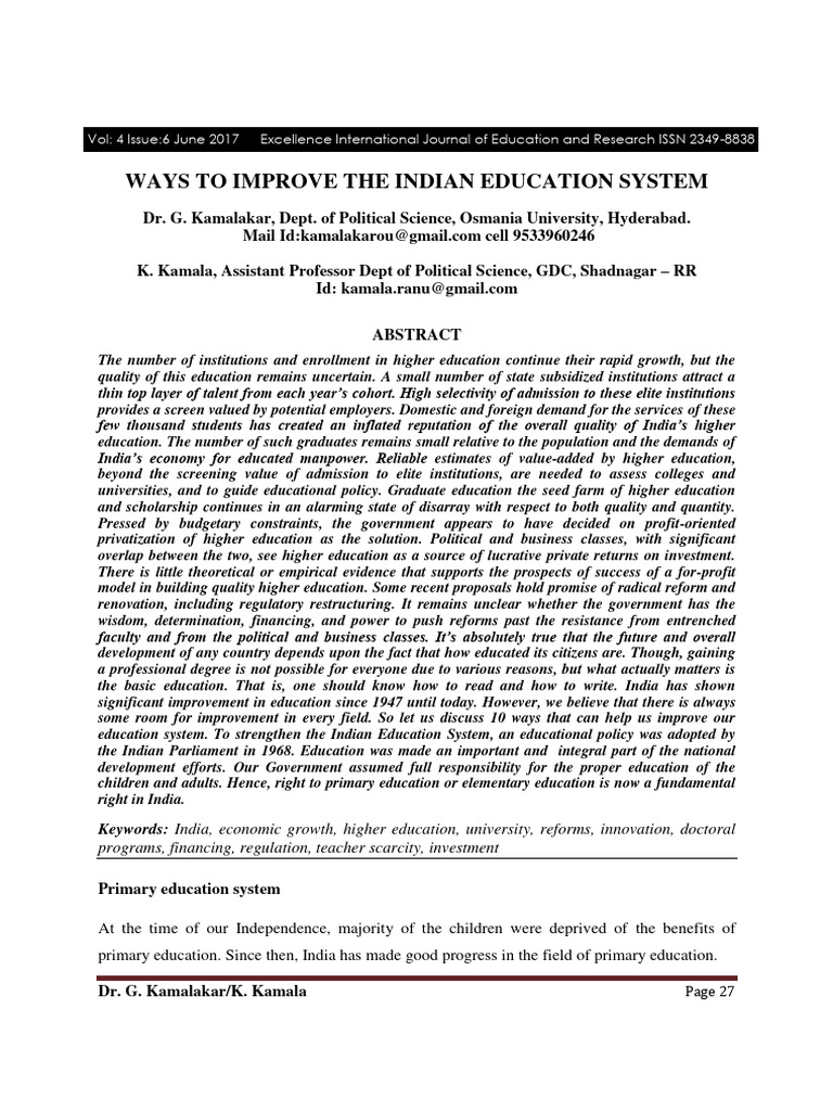 Reforming India's Education System | PDF | Teachers | Primary Education