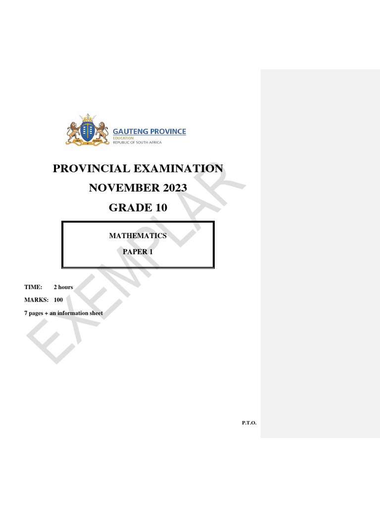Gr 10 Mathematics P1 (English) 023 Question Paper | PDF | Prices | Interest
