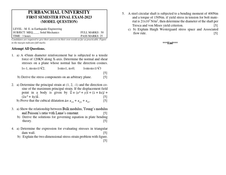 3 Solid Mechanics I I Pdf Stress Mechanics Bending