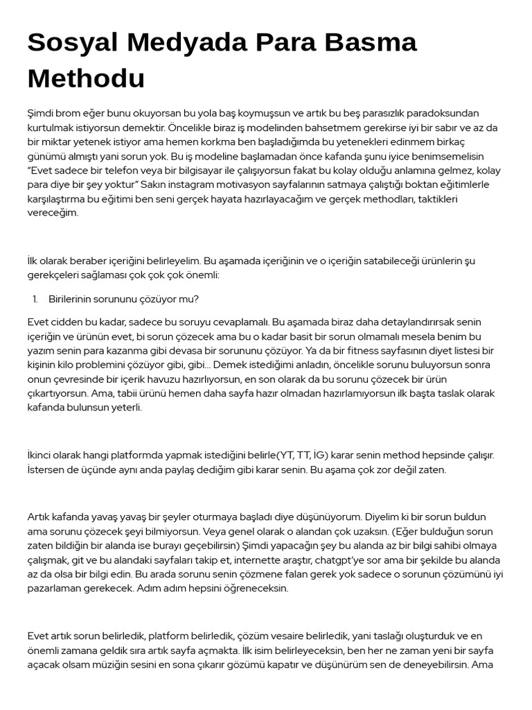 150TL Sosyal Medyada para Basma Method | PDF
