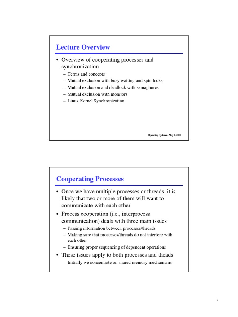 Synchronization in Operating Systems | PDF | Process (Computing ...