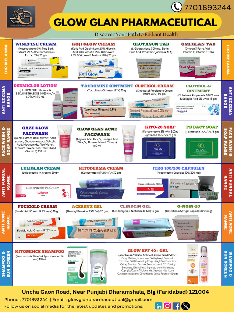 Glow Glan Pharmaceutical Product List | PDF | Organic Compounds ...
