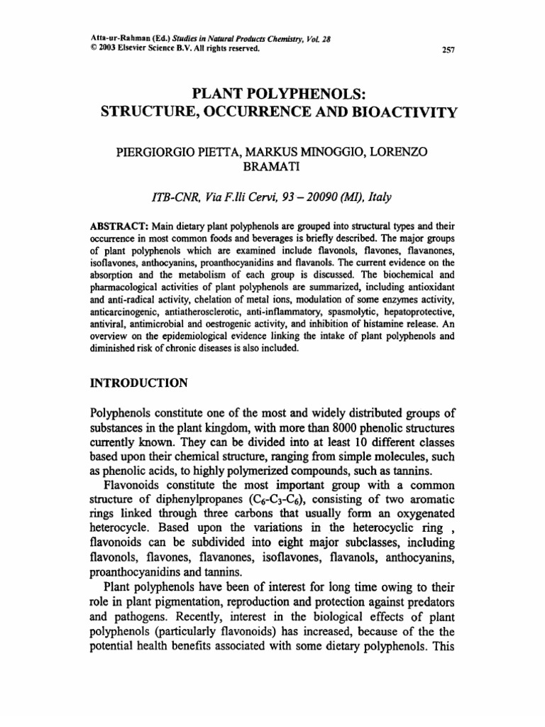 Piett A 2003 | PDF | Polyphenol | Phenolic Content In Wine