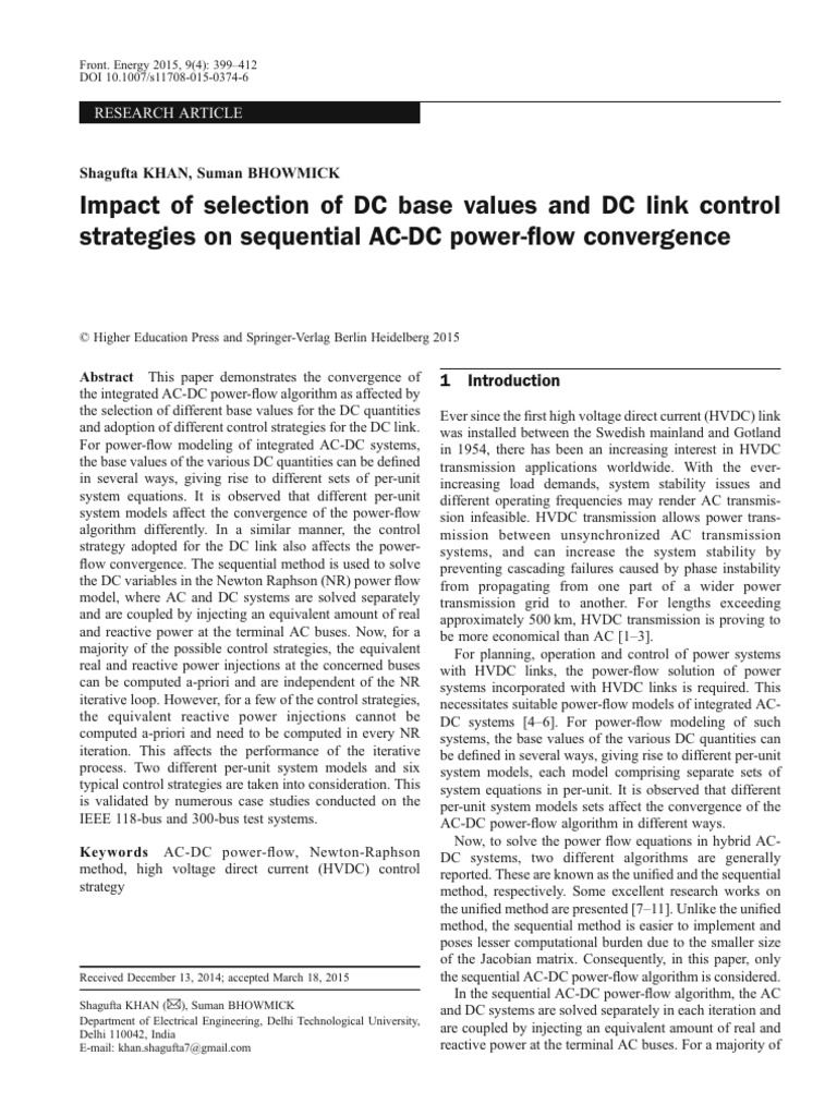 Impact of selection of DC base values and DC link control | PDF | High ...