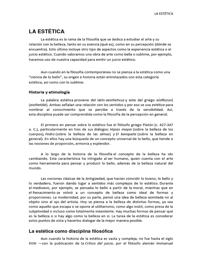Etimología y evolución de la estética | PDF | Estética | Belleza