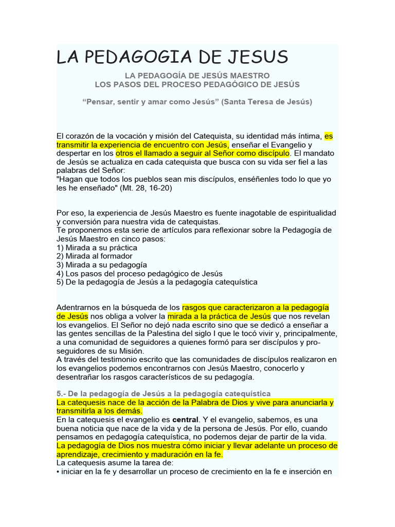 La Pedagogia de Jesus | PDF
