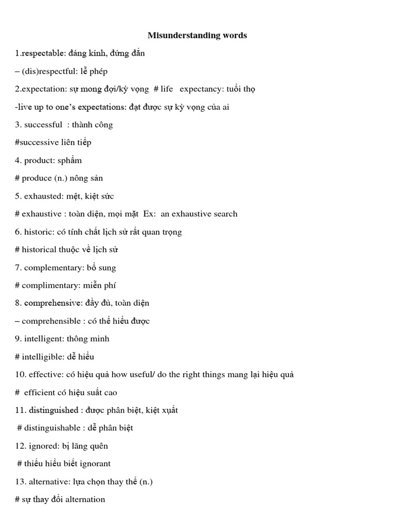 Misunderstanding Words Pdf
