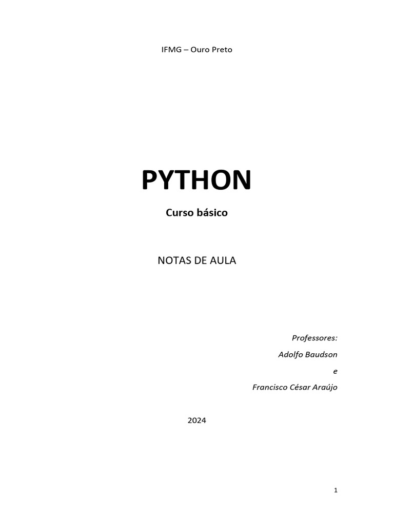 Notas de Aula: Introdução ao Python | PDF | Python (linguagem de ...