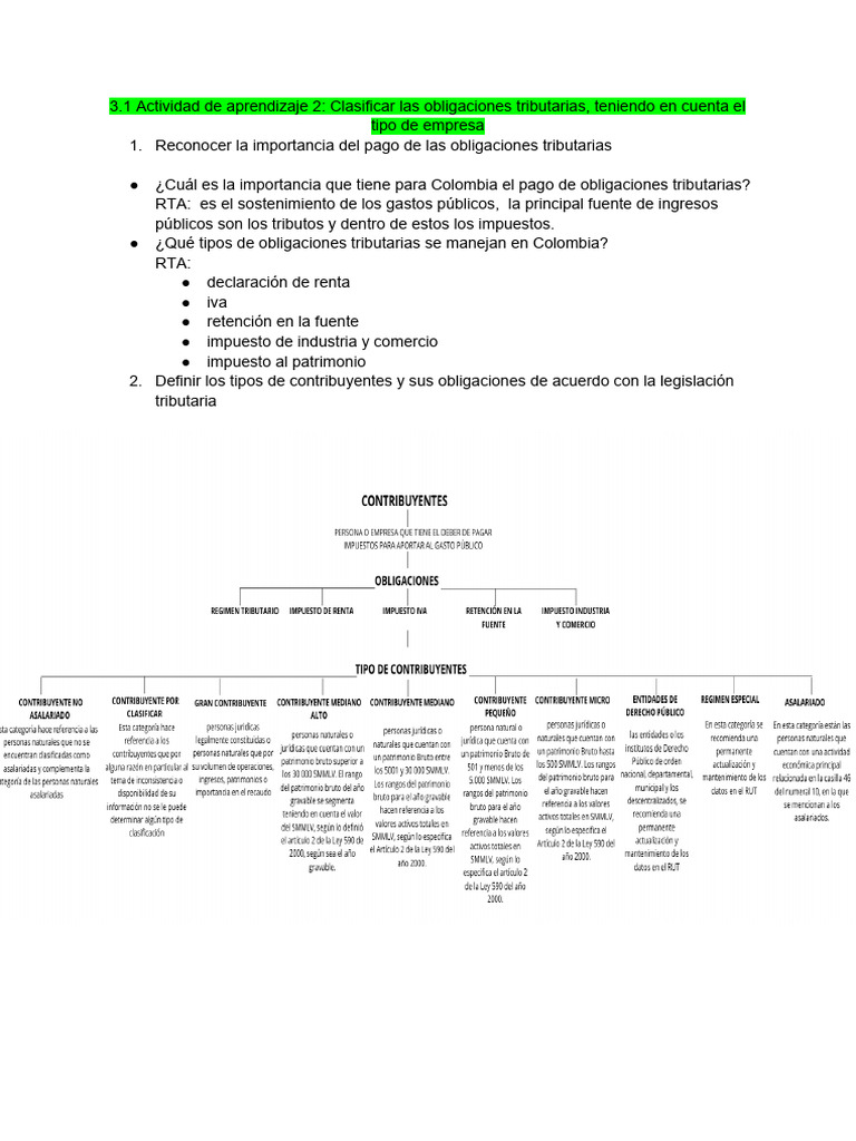 AA2-EV01 - Mapa Conceptual - Definir Los Tipos de Contribuyentes y Sus ...