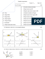 TRABALHO DE GEOMETRIA - 7º Ano - Ângulos