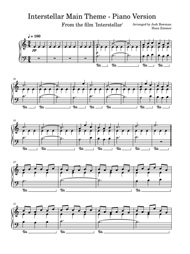 Interstellar Piano Theme Sheet | PDF | Final Fantasy | Square Enix ...