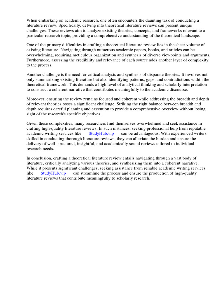 What Is Theoretical Literature Review Pdf