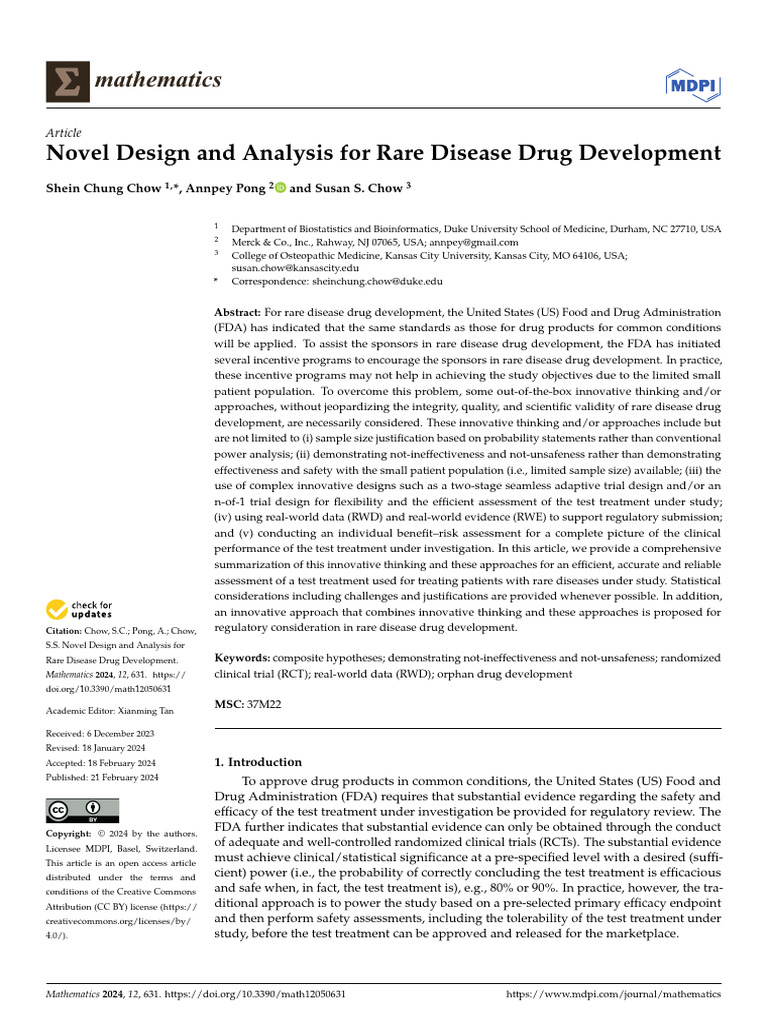 Novel Design and Analysis For Rare Disease Drug de | PDF | Clinical ...