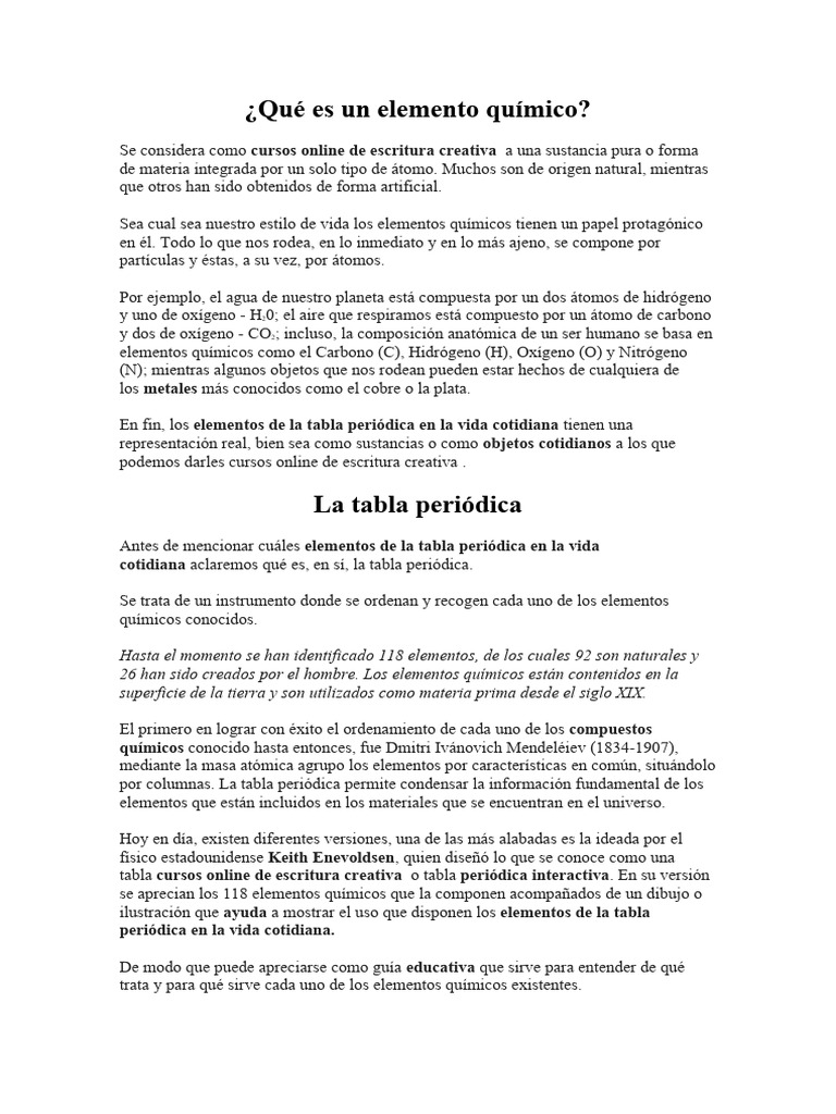 Qué Es Un Elemento Químico | PDF | Elementos químicos | Tabla periódica