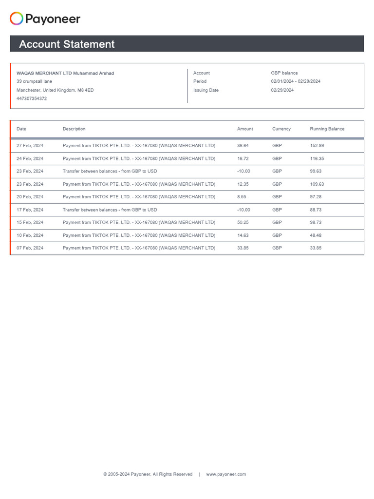 Monese Account Statement Summary | PDF | Finance & Money Management
