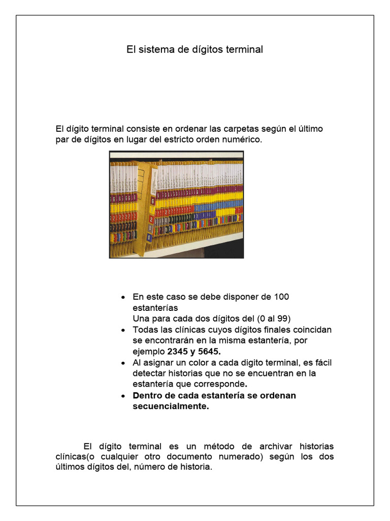 El Dígito Terminal Es Un Método de Archivar Historias Clínicas | PDF