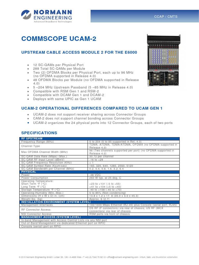 UCAM-2 Upstream Module Overview | PDF | Broadcast Engineering ...