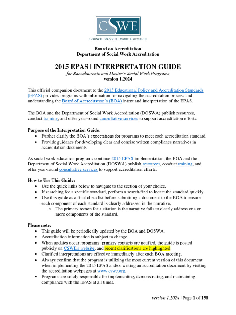 2015 EPAS Accreditation Guide for Social Work | PDF | Curriculum ...