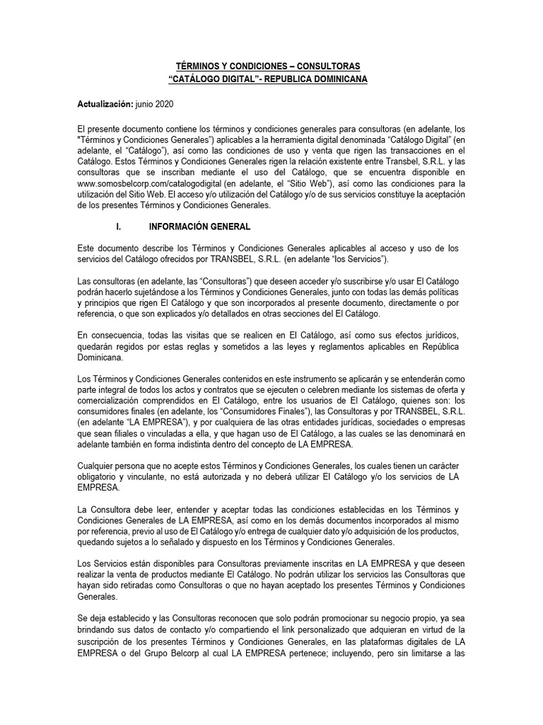 Términos y Condiciones Catálogo Digital | PDF | Business | Propiedad