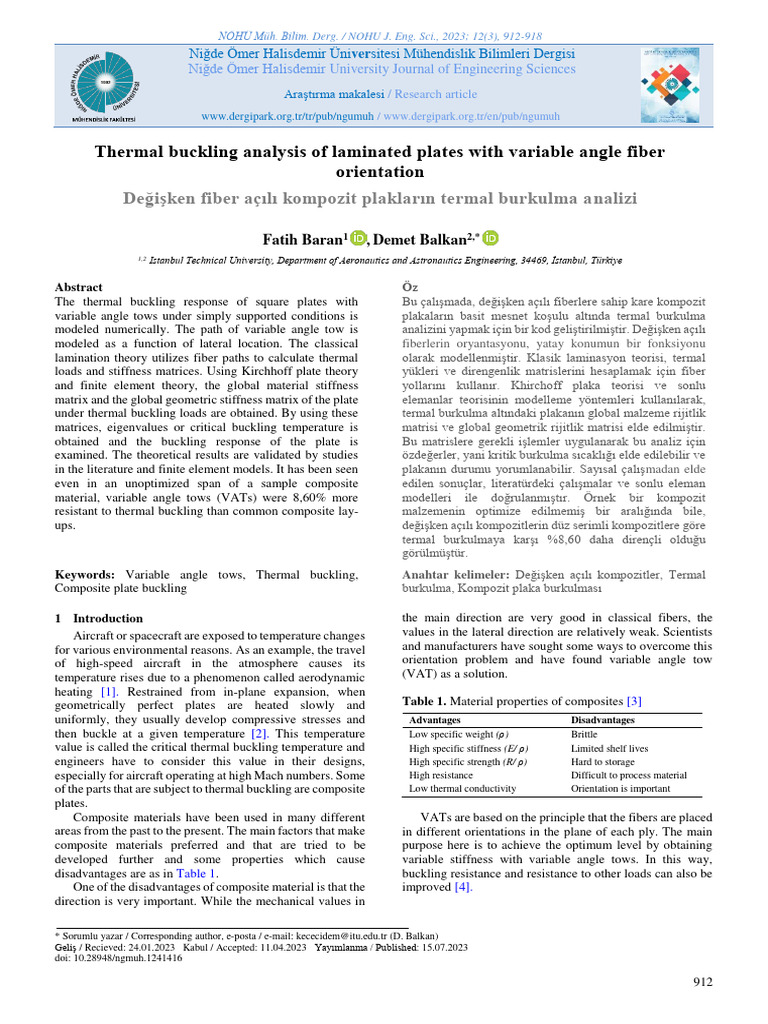 Thermal Buckling Analysis of Laminated Plates With Variable Angle Fiber ...