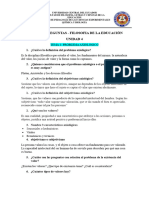 Banco de Preguntas (Filosofia de La Educación) - Unidad 4