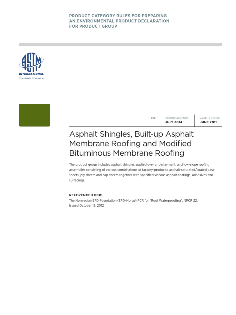 260.PCR For Asphalt Shingles BuiltUp Asphalt Membrane Roofing and