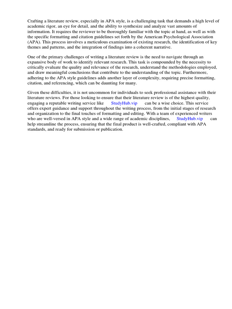 Example of A Literature Review Apa Style | PDF | Apa Style | Academic ...