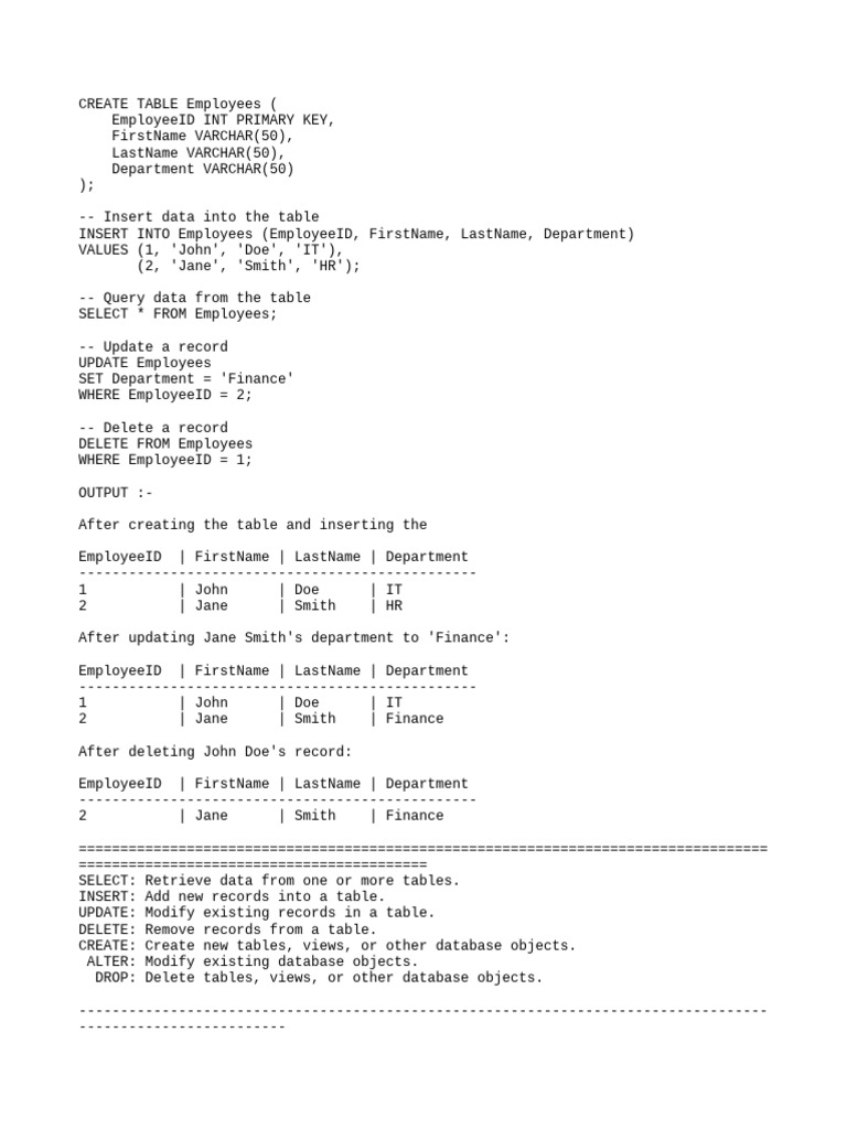 SQL NOTE | PDF | Table (Database) | Databases