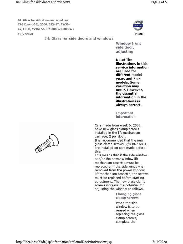 Side Window Glass Adjustment Guide | PDF | Elevator | Door