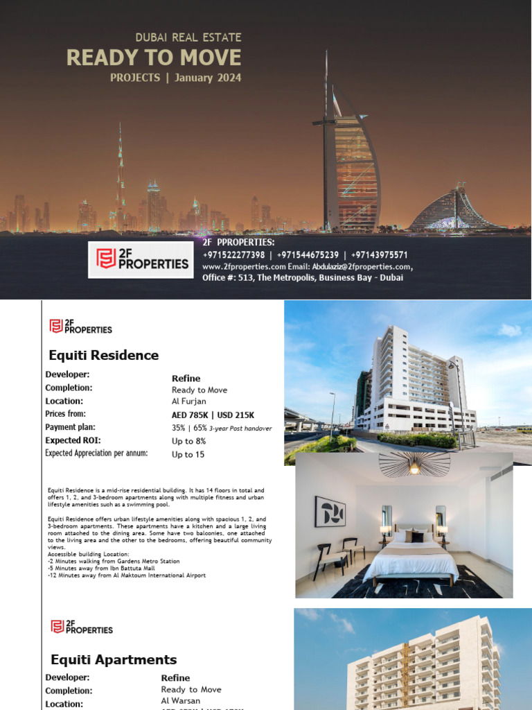 Ready to Move Apartments in Dubai | PDF | Apartment | Dubai