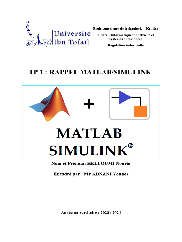Rappel sur MATLAB/SIMULINK en régulation | PDF | Oscillation ...