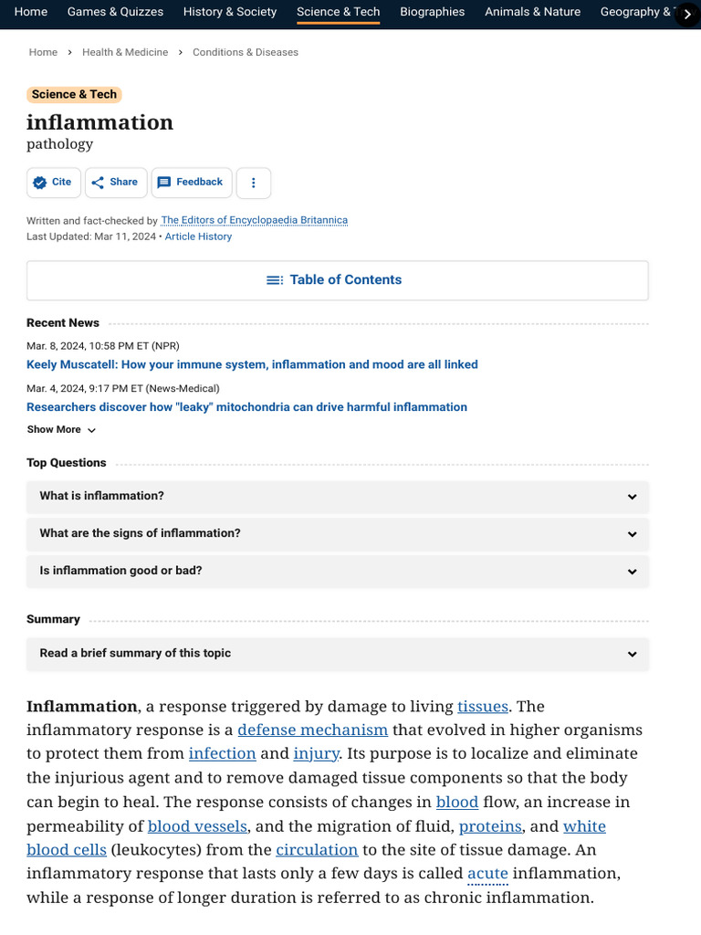 Inflammation intelligence overview
