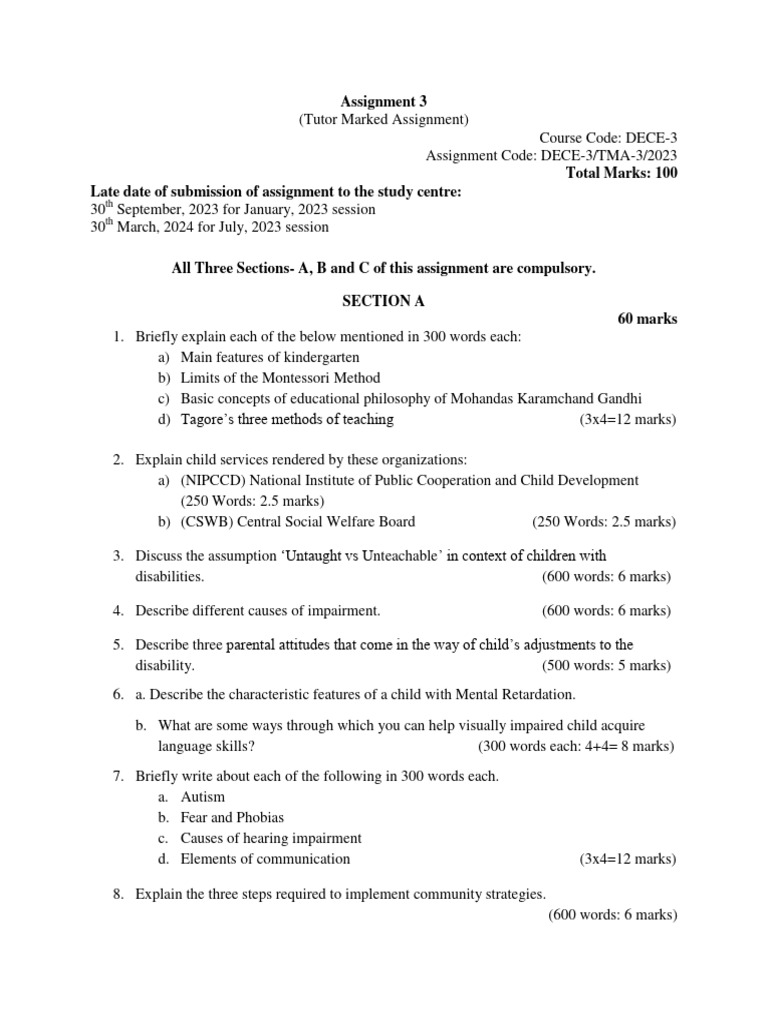 DECE-3 Assignment 3 Guide 2023 | PDF | Teaching Methods & Materials