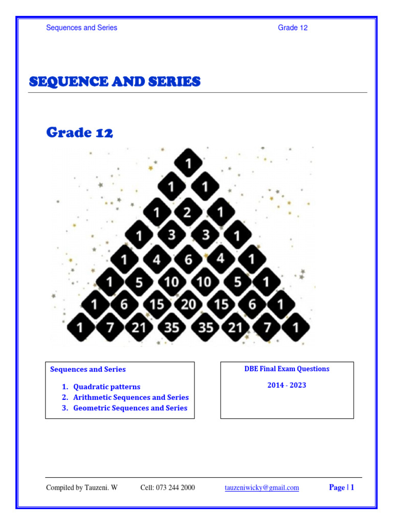 Sequences and Series Exam Questions | Download Free PDF | Mathematics ...