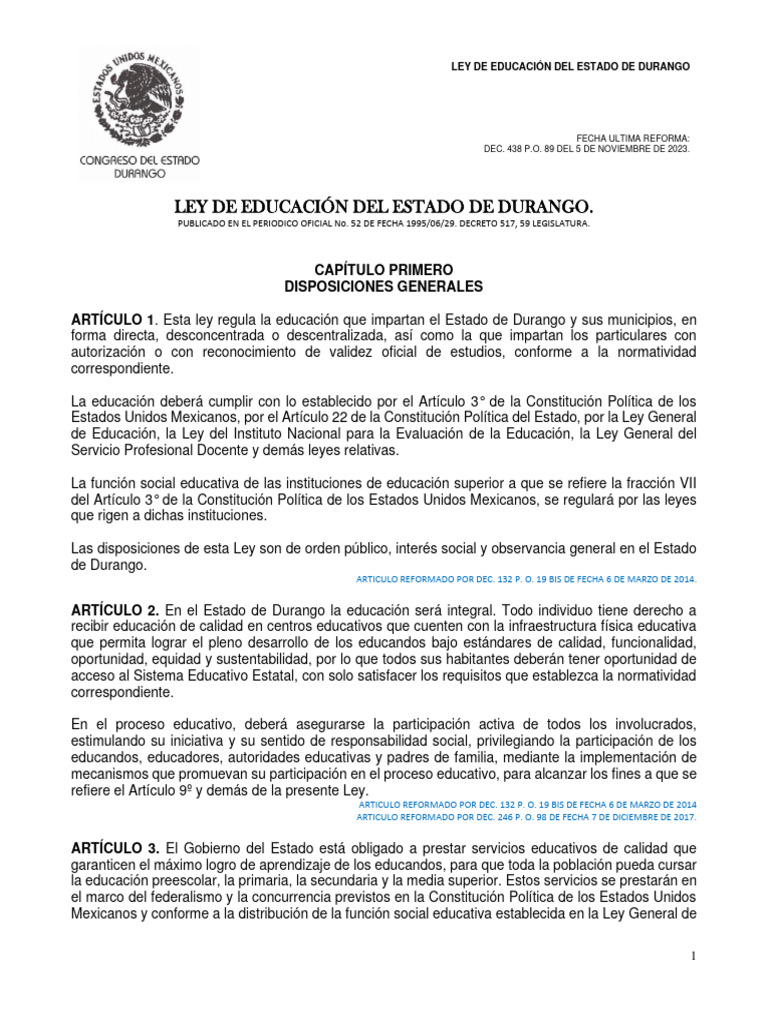 Ley de Educacion | PDF | Educación de la primera infancia | Educación ...