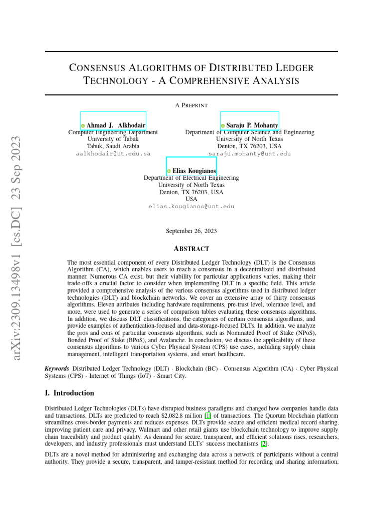 C A D L T - A C A: Onsensus Lgorithms of Istributed Edger Echnology ...