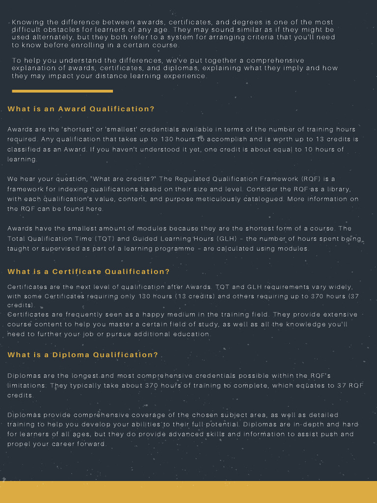 What Are The Differences Between Award Diploma and Certificate 1 PDF