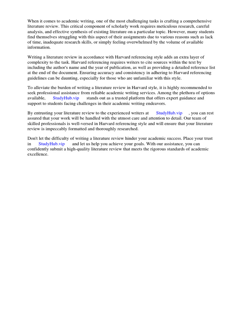 Writing a Literature Review Harvard PDF Citation Thesis
