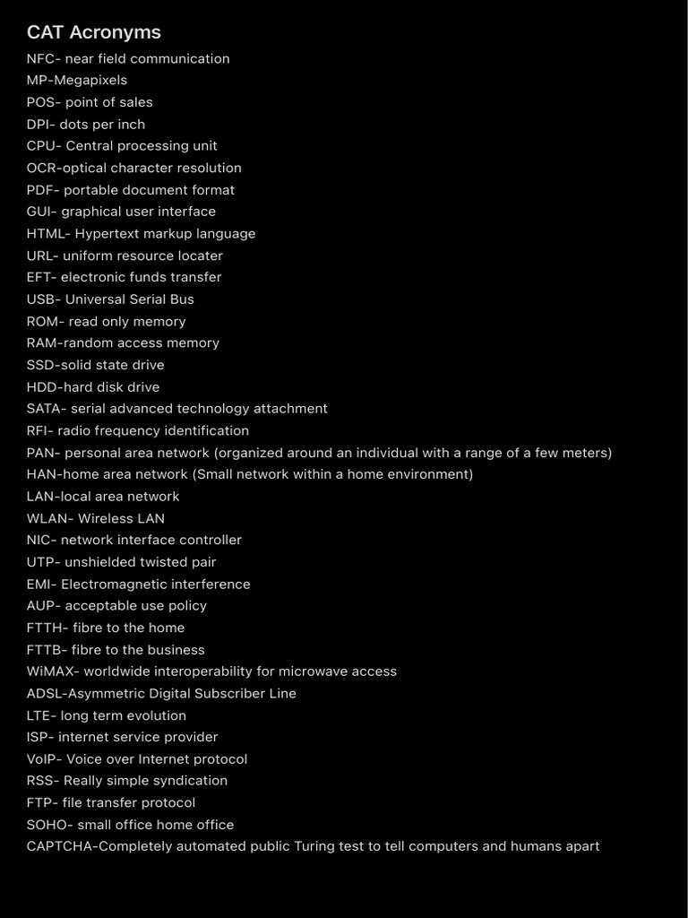 CAT Acronyms PDF