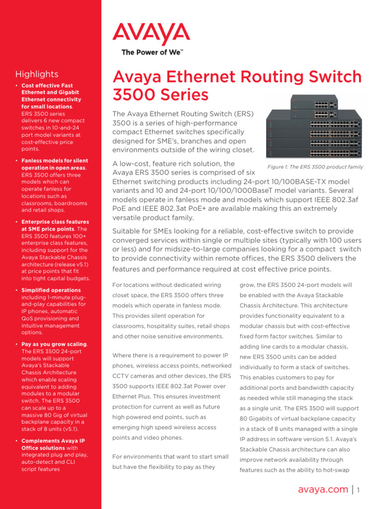 ERS3500 Seriesfactsheet | PDF | Computer Network | Network Switch