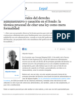 Principios Generales Del Derecho Administrativo y Casación en El Fondo La Técnica Procesal de Citar Una Ley Como Mera Formalidad