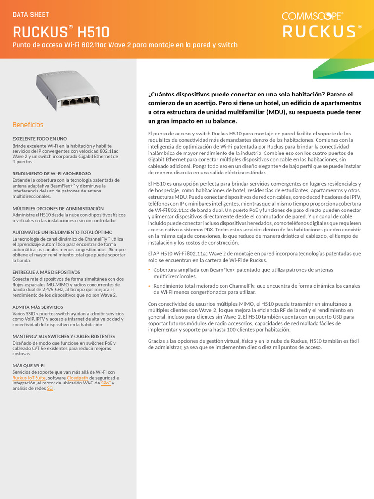 Manual de Ruckus h510 Es | PDF | Ieee 802.11 | Punto de acceso inalámbrico