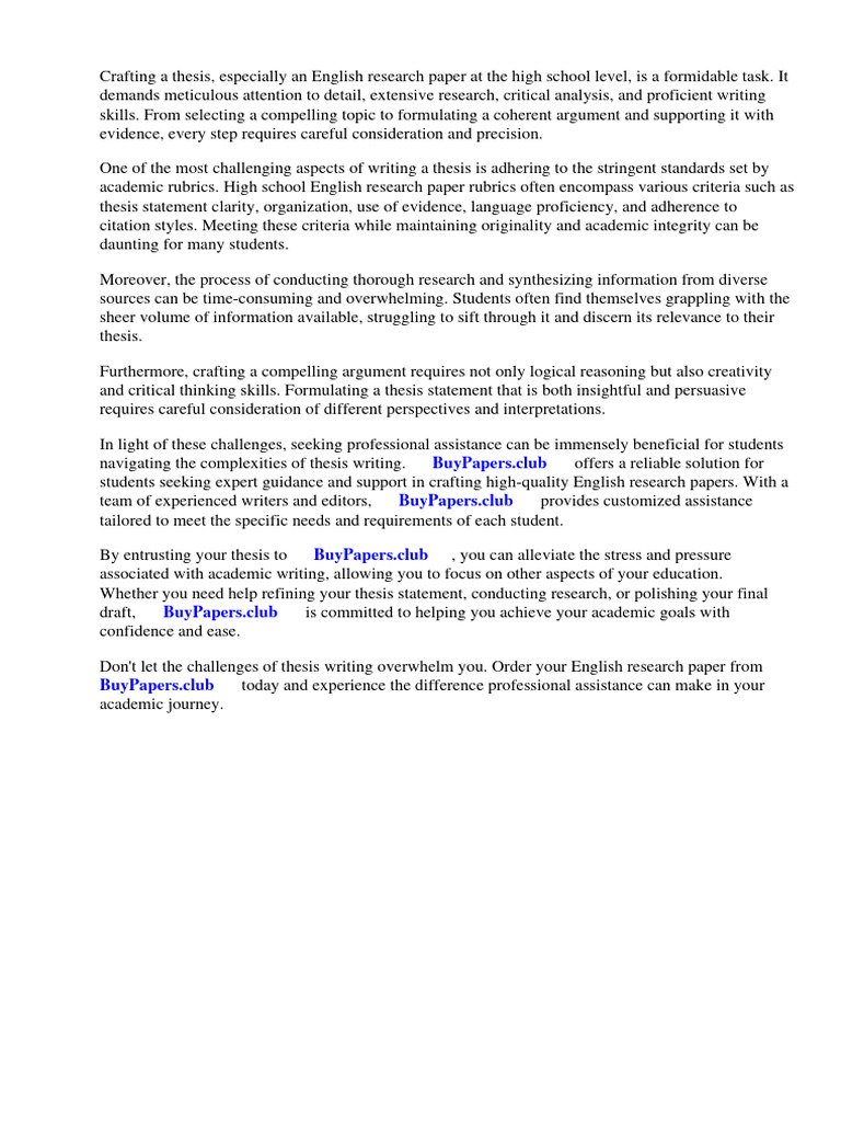 English Research Paper Rubric High School | PDF | Rubric (Academic ...