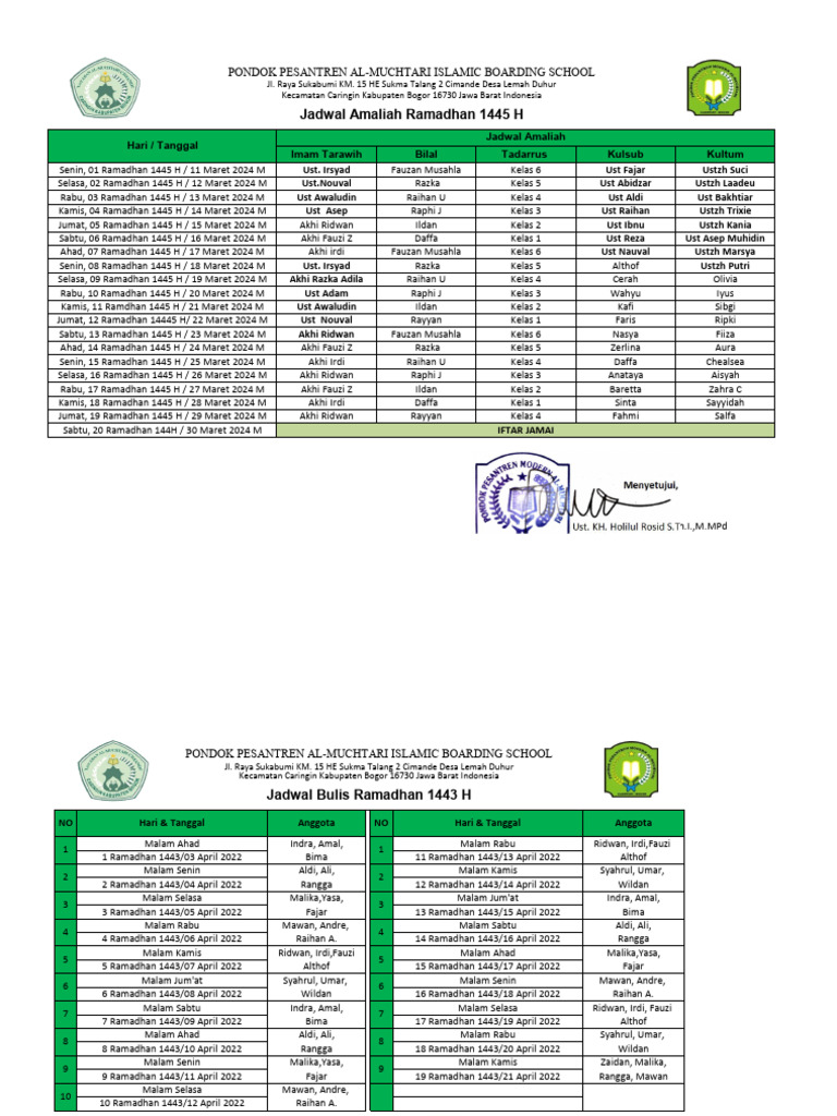 Jadwal Amaliah Ramadhan 1445 H Pdf