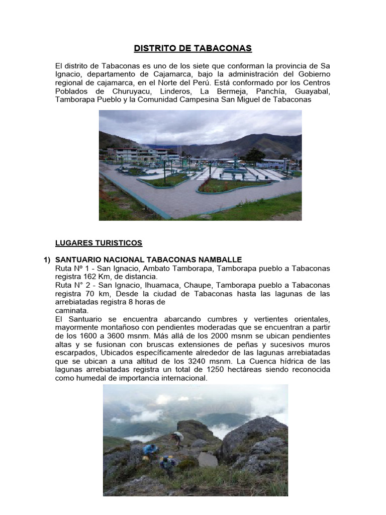 Distrito de Tabaconas PDF Ciencias de la Tierra