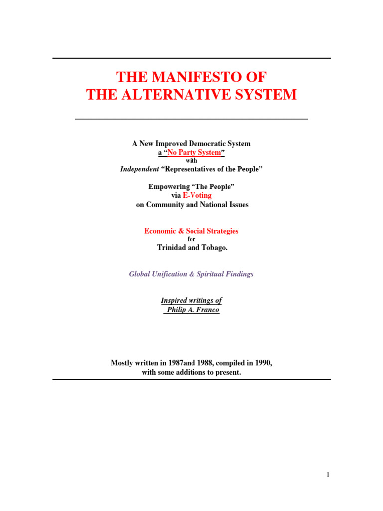 THE MANIFESTO Paper Sept 2018 | PDF | Democracy | Political Ideologies