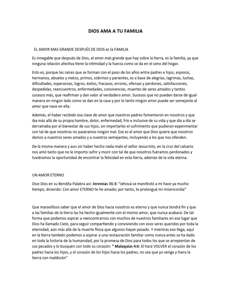 DIOS AMA A TU FAMILIA | PDF | Amor | Dios